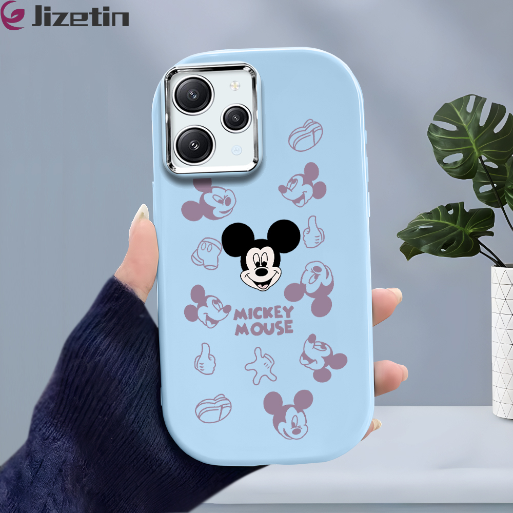 Jizetin for Xiaomi 12 / 12X Back Cover Cute Cartoon Head Bright Lens Frame Candy Soft Rubber Phone Cases