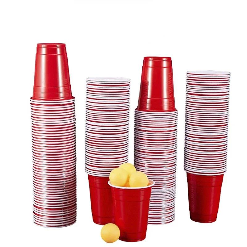 16-Ounce Plastic Party Cups in Red (50 Pack) Disposable Plastic Cups Recyclable Red Cups with Fill Lines for Drinks,BBQ,Picnics