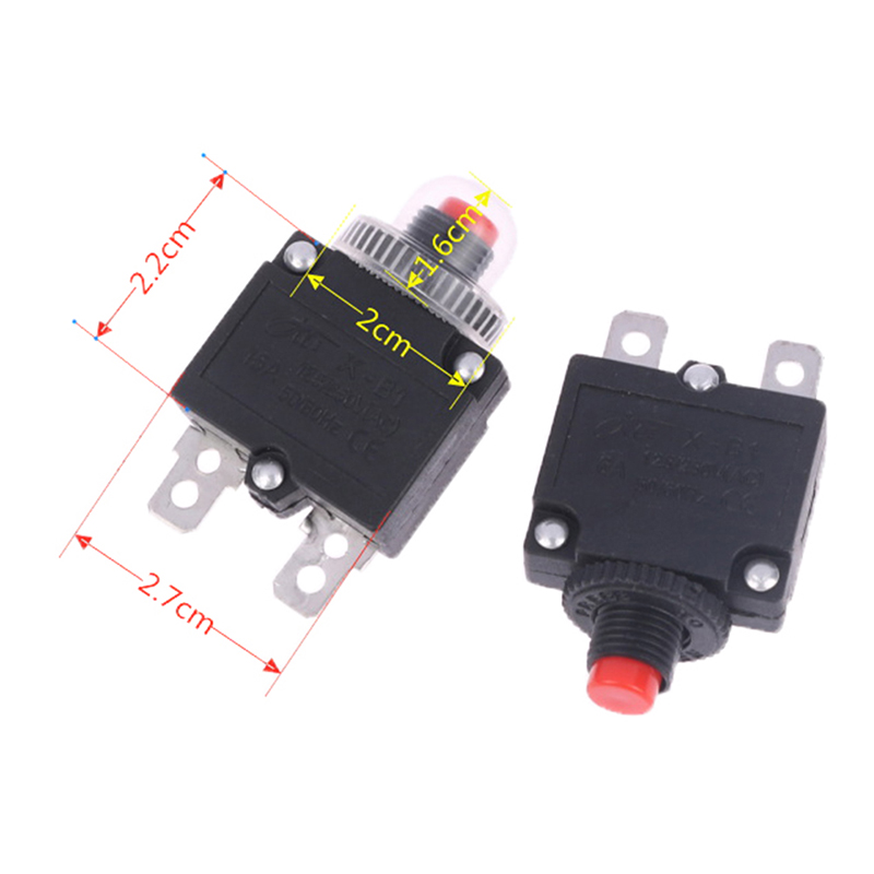 Thermal Switch Circuit Breaker Overload Protector 5a 6a 8a 10a 15a 20a Overload Switch Protector Fuse. 