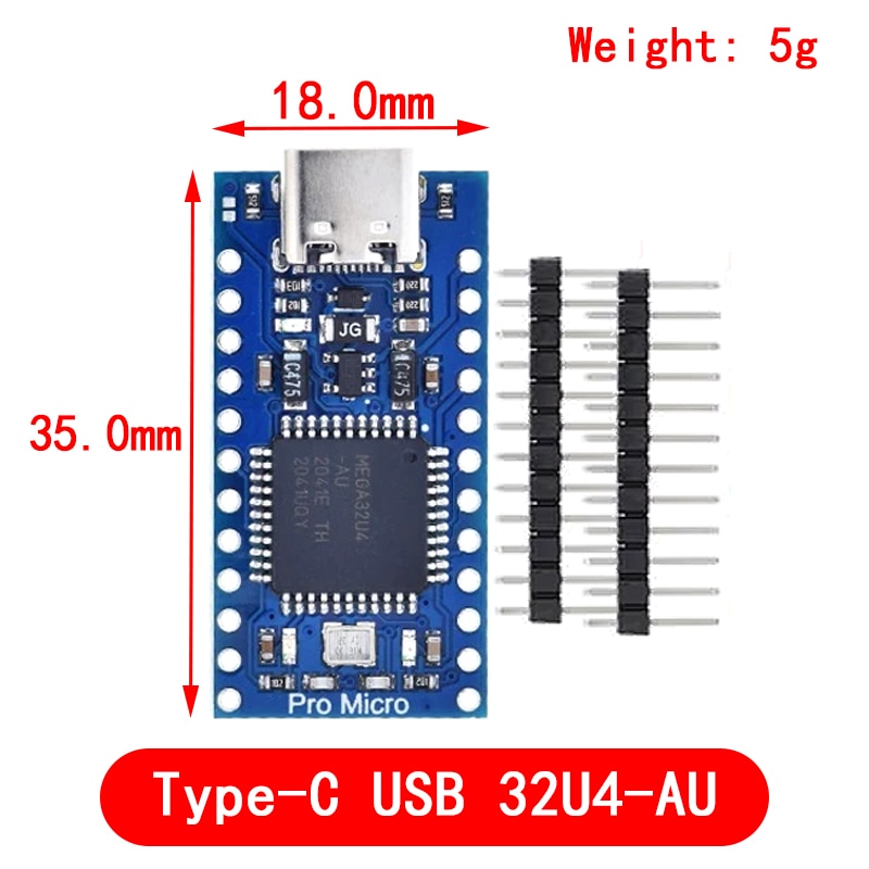 Pro Micro ATmega32U4 5V 16MHz Original Chip Replace ATmega328 For Arduino Pro Mini With 2 Row Pin Header For Leonardo UNO R3. 