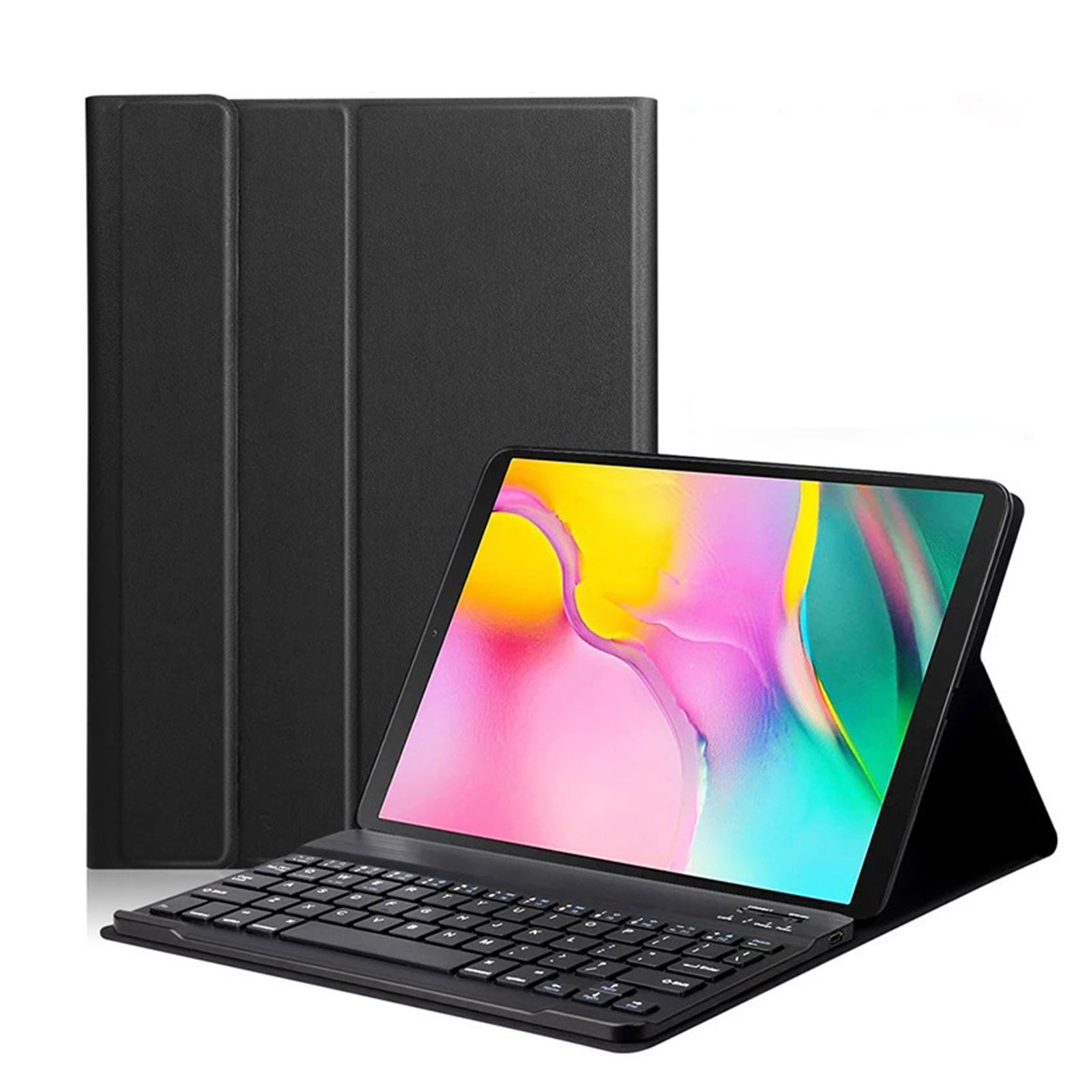 Tablet Keyboard Wireless Bluetooth Keyboard Case for Galaxy Tab A 10.1-inch 7 Colors Backlight Magnetic Faux Leather Tablet Protector Ideal for Southeast Asian Buyers Tablet Keyboard with Touchpad