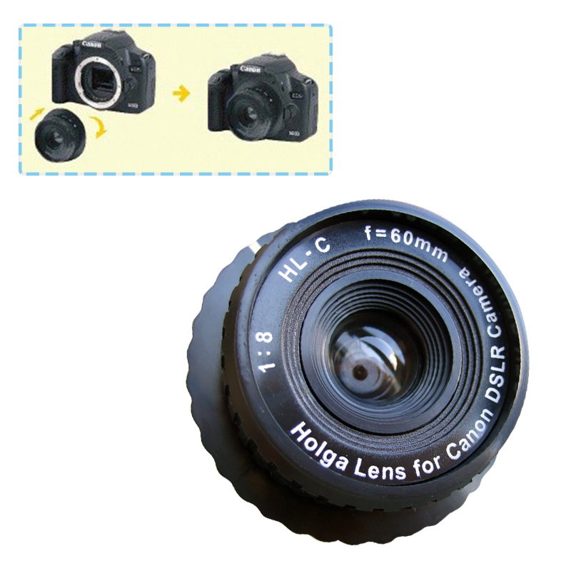 2020 NEW Holga HL-C 60 mm f/8.0 Lens For Canon DSLR SLR Camera Black Parts Cameras Accessory. 