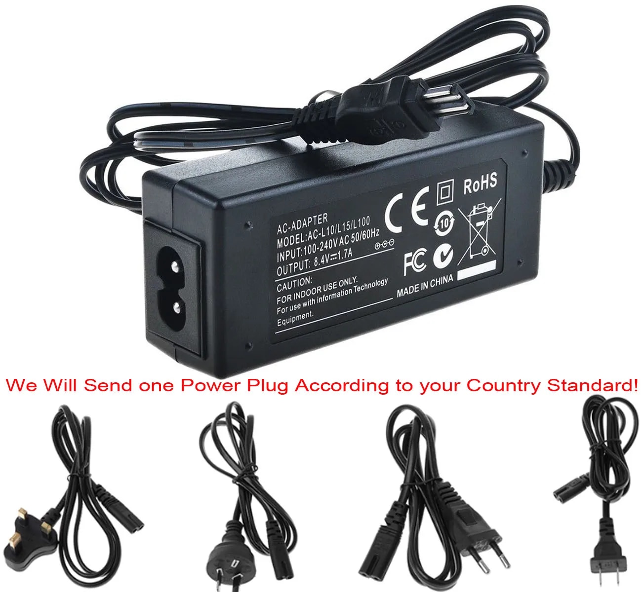 AC Power Adapter Charger for Sony HXR-MC1500, HXR-MC1500P, HXR-MC1500E, HXR-MC2000, HXR-MC2500, HXR-MC2500E AVCHD Camcorder. 