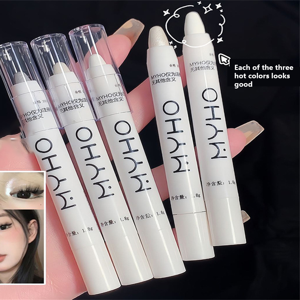3 Colors Eyeshadow Stick Matte Lasting Pearlescent White Shimmer Lying Silkworm Highlighter Eyeliner Glitter Eye Shadow Makeup Lateil
