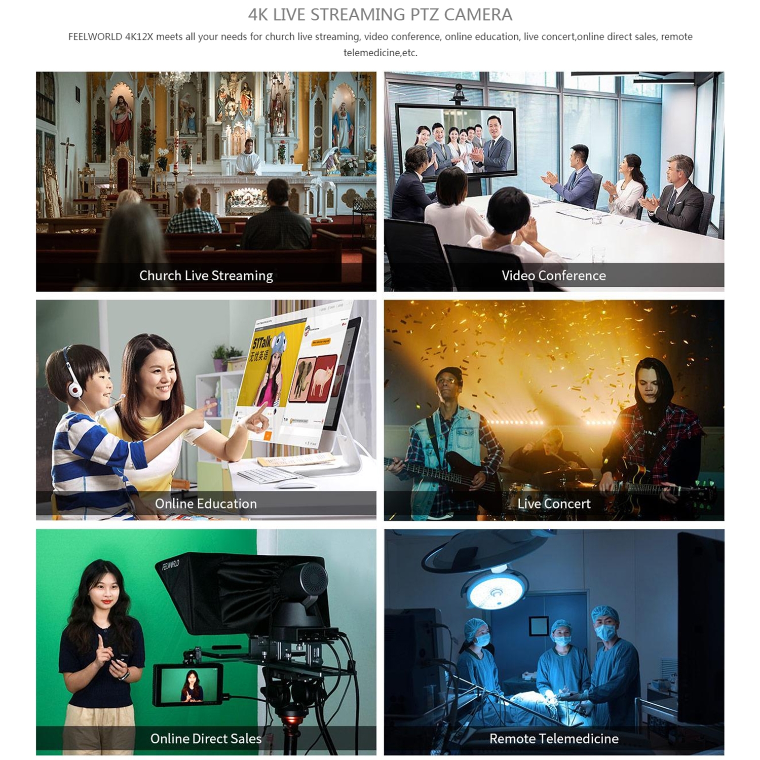 FEELWORLD 4K12X 4K PTZ Camera 12X Optical Zoom AI Tracking HDMI USB IP Remote Control. 