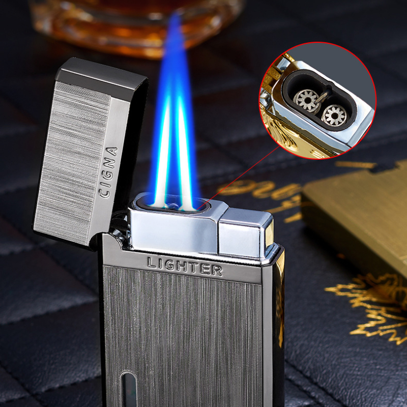 2024 Ping Sound Metal Lighter Turbo Jet Cigarette Lighters Torch Windproof Gas Inflatable Butane Straight Flame Lighter Men Gift. 
