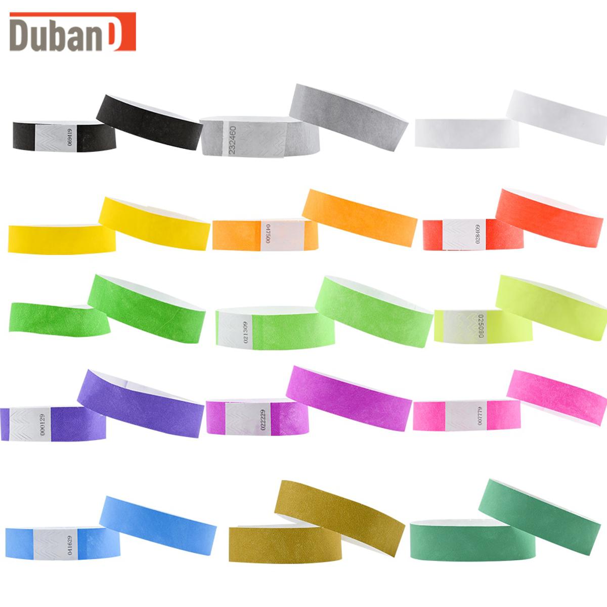 100 Pcs Cheap One Time Use Tyvek Bracelet Different Neon Paper All Colors Wristbands for Events and Wedding Party