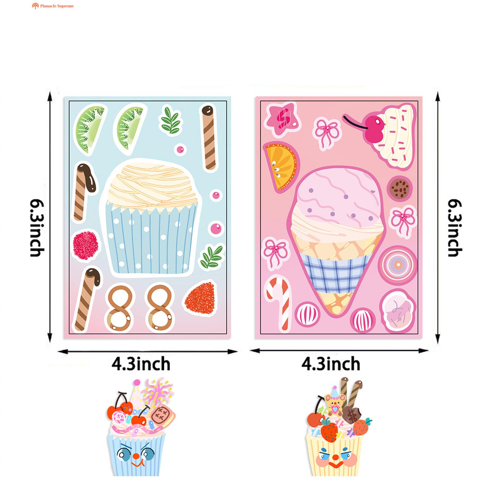 Ice cream stickers are simple and safe: printed in color, surface covered with film, very thick, good gloss, very waterproof, non-fading, safe, no odor, no tearing. All items are child-safe.. 