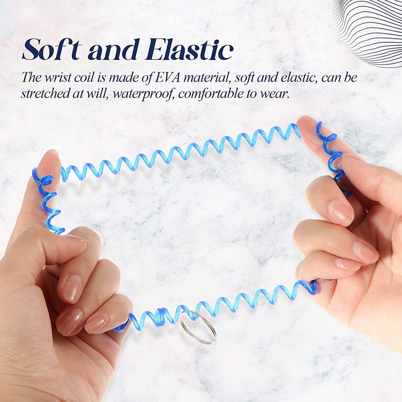 FORIDE 100 Pcs Colorful Spring Wrist Coil Keychain Stretchable Wrist Keychain Bracelet Wrist Coil Wrist Band Key Ring Chain. 