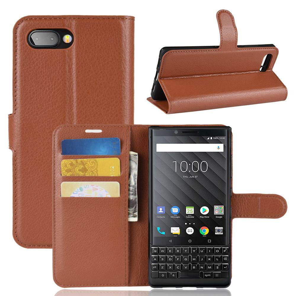 HualuBro Custodia Blackberry KEY2, Custodia in Pelle PU Leather Portafoglio Wallet Protettiva Flip Case Cover per Blackberry Key 2 Smartphone (Bianco