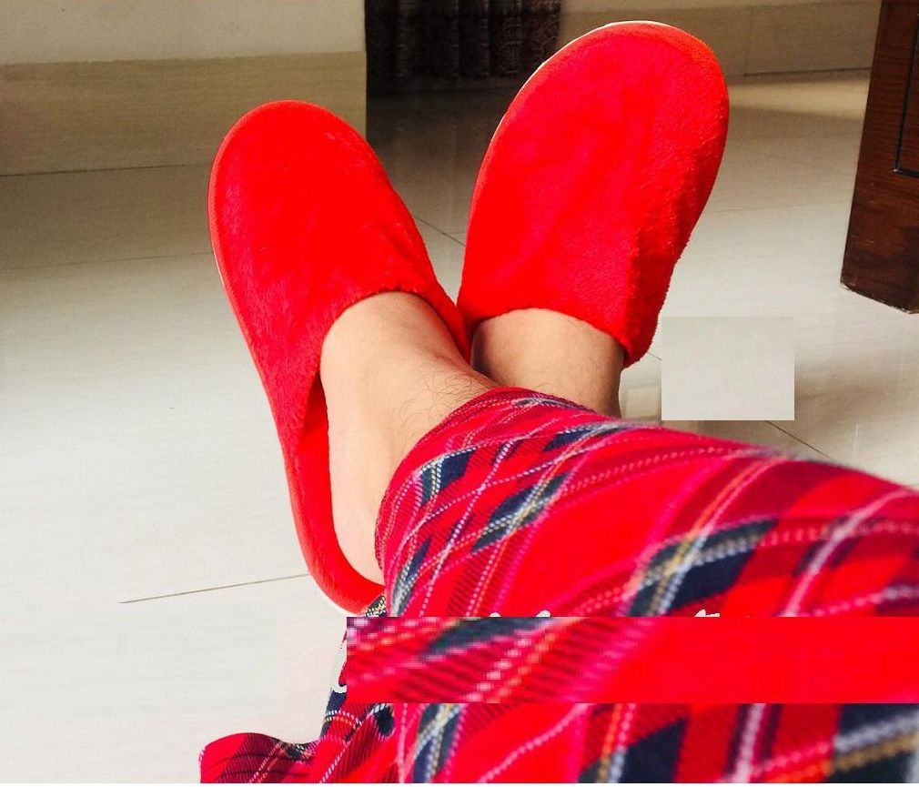 Red Winter Slipper Wool Slipper House Slipper Floor Slipper