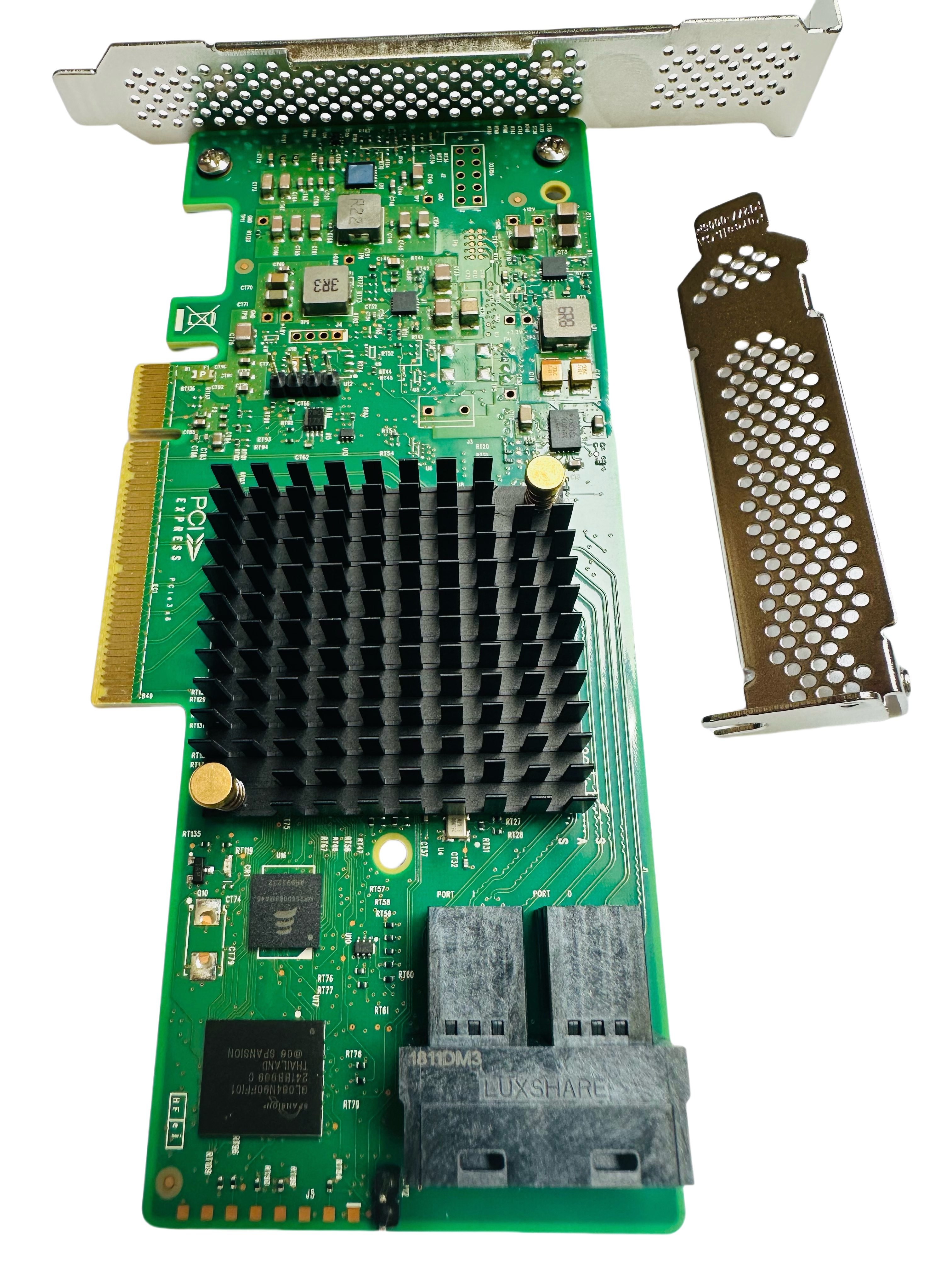 12G built-in PCIe controller card, 8-port 12Gb/s SATA+SAS HBA card, Broadcom SAS 3008 chip, PCI Express 3.0 X8, 2 mini-SAS SFF-8. 