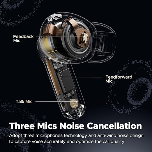 SoundPEATS Capsule 3 Pro Earbuds Futuristic Translucent Bluetooth 5.3 Wireless Earphones LDAC 6 Mic 43dB Hybrid Noise-Cancellation Gaming Mode Up to 8 hours Playtime. 
