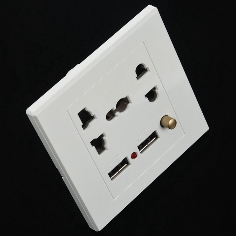 6X 2.1A Dual USB Wall Charger Socket Adapter Universial Power Outlet Panel wite Switch. 