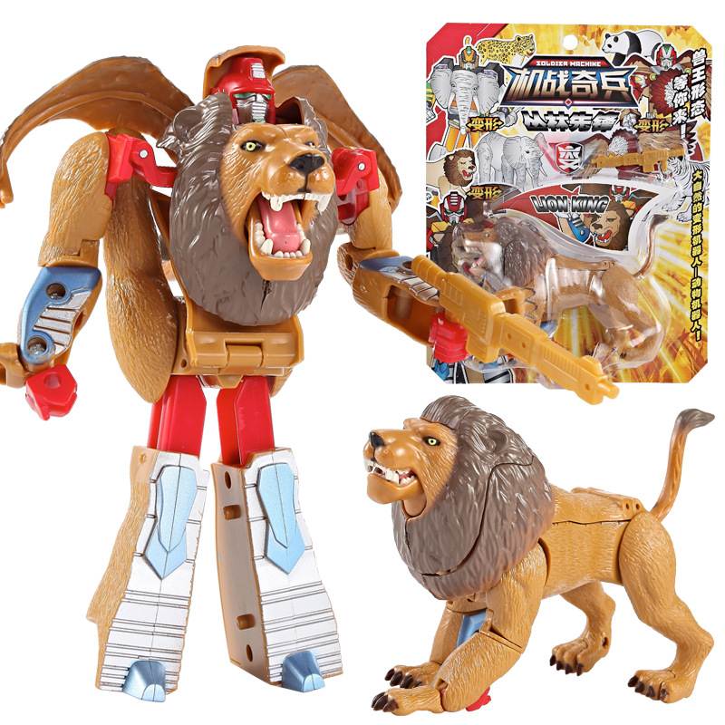 Simulation Zoo Lion Tiger Eagle Transformation Robot Children's Educational Robot Toy Cross-Border Hot Selling. 