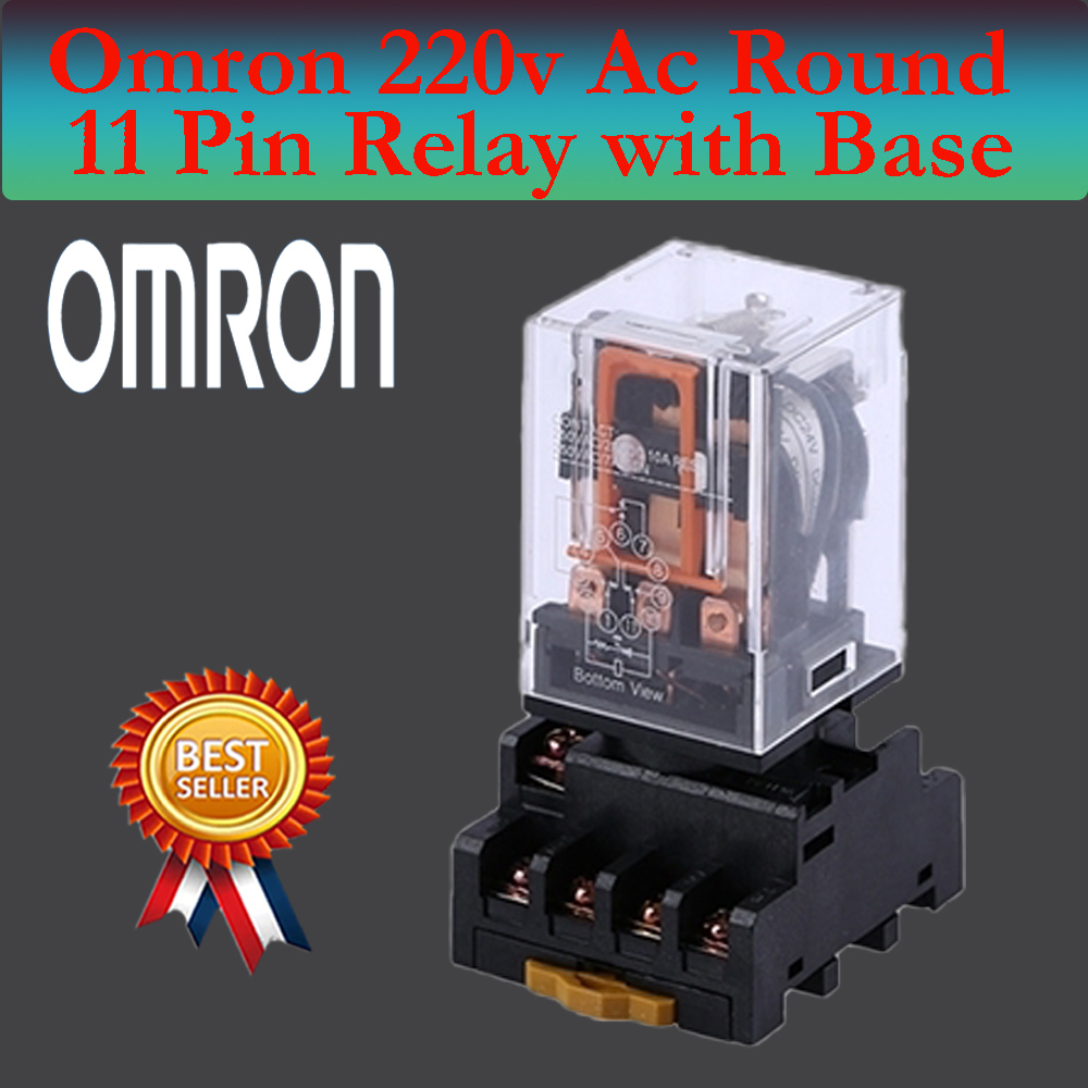Omron AC 220V/240V 10A Coil Round 11 Pin MK3P-I Power Electromagnetic Relay With Base. 