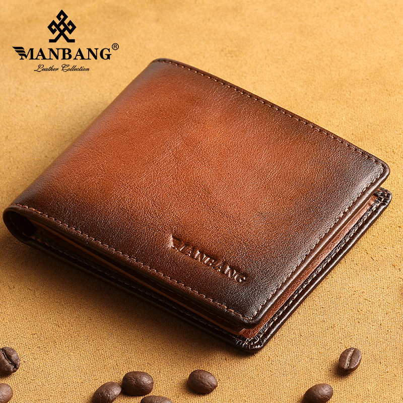 2023 ew en's Wallet ead Layer Leather Anti theft Card Swipe FI Leather Wallet Foreign rade. 
