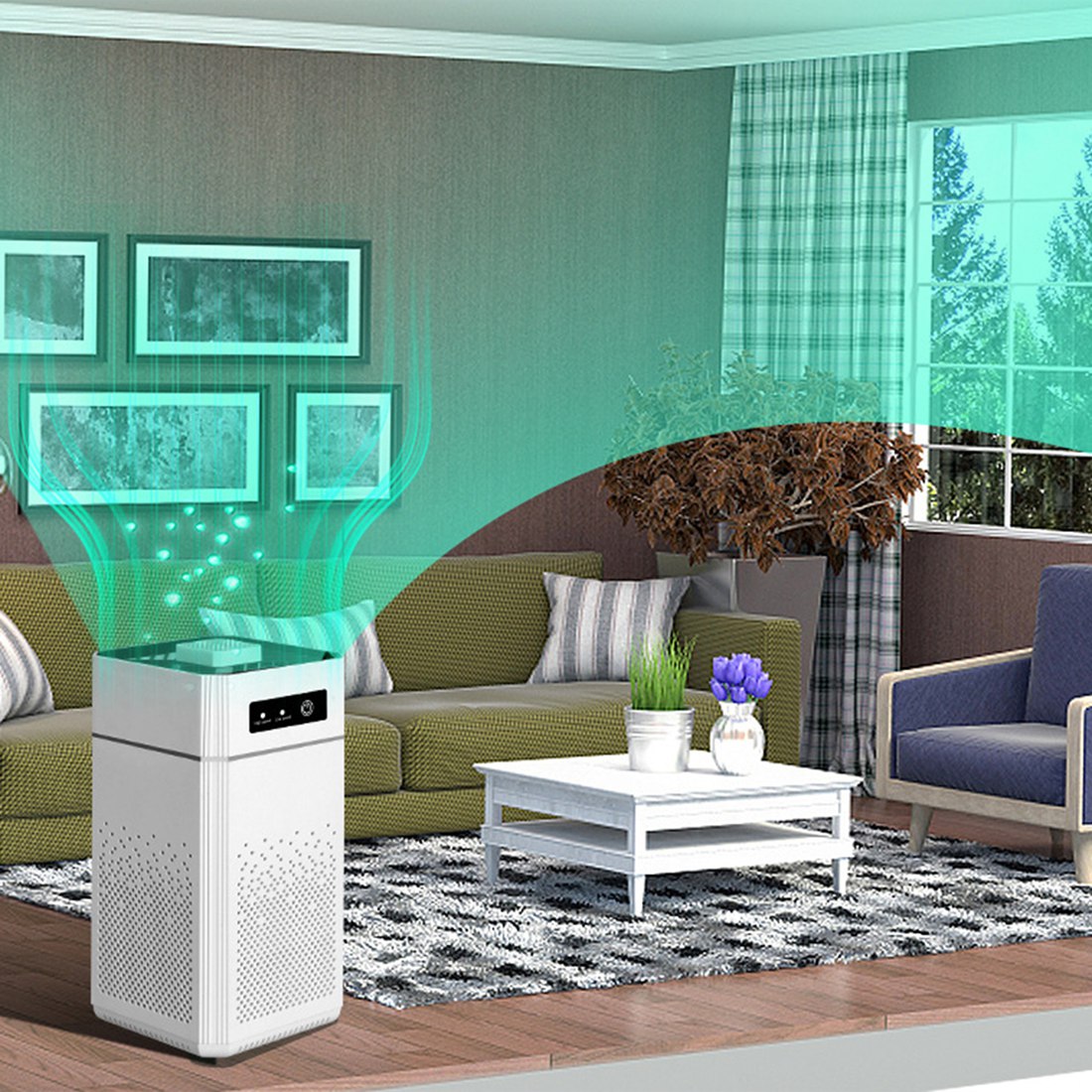 Portable Air Purifier Ionizer Negative Ion Generator Smoke Odor Removal Hepa Filter Car Air Freshener. 