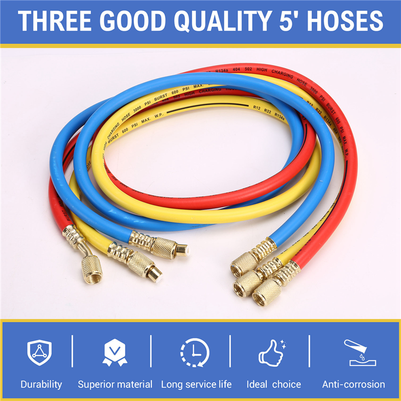 AC Gauges R134a R12 R22 R502 3 Way Automotive AC Gauge Antishock Gauges Hoses Couplers Adapter Puncturing Tap Freon Kit. 