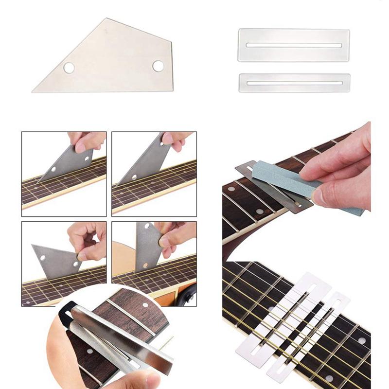Guitar Tool Kit Repairing Maintenance Tools String Organizer String Action Ruler Gauge Measuring Tool Hex Wrench Set Files Fingerboard Guitar Fret Rocker Leveling. 