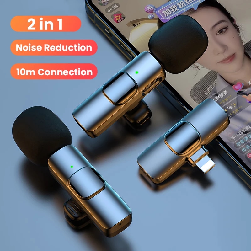 K9 Dual Wireless Bluetooth Lavalier Microphone - Noise Reduction, USB Lavalier Mic for Mobile Phones