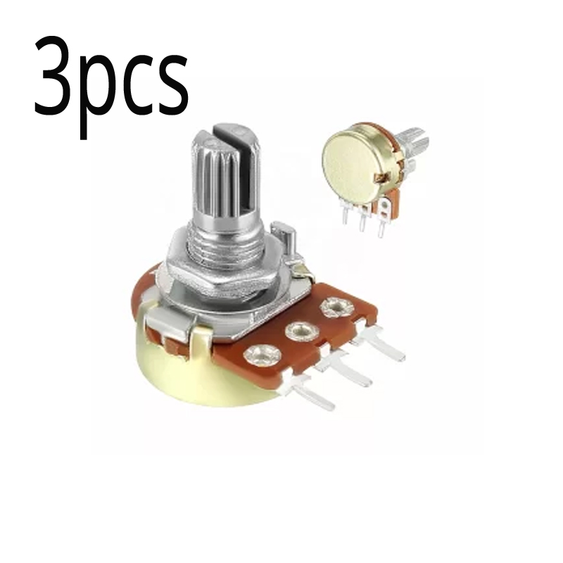 3Pcs- 3 Pin 10K Potentiometer Panel Mount 10K Ohm 1/2 Watt 3 Terminal Single Gang Linear Taper Rotary Potentiometer 10K Ohm Adjustable Variable Resistor Potentiometer Pot Electronics Circuitry & Parts