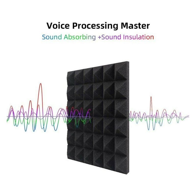 12 Pack Pyramid Shape Soundproof Foam Sound Proof Padding Treatment Panel for Echo Bass Insulation. 