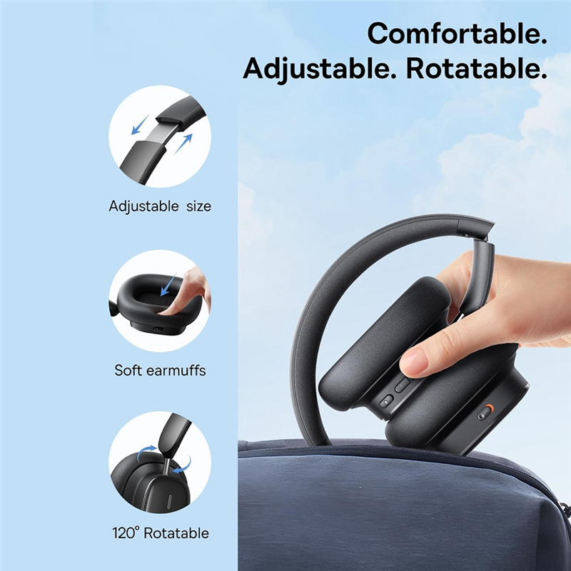 Bluetooth 5.3 Wireless Headphones with 100H Playtime, LHDC Hi-Res Sound, Low Latency Active Noise Cancelling Headphones Durable. 