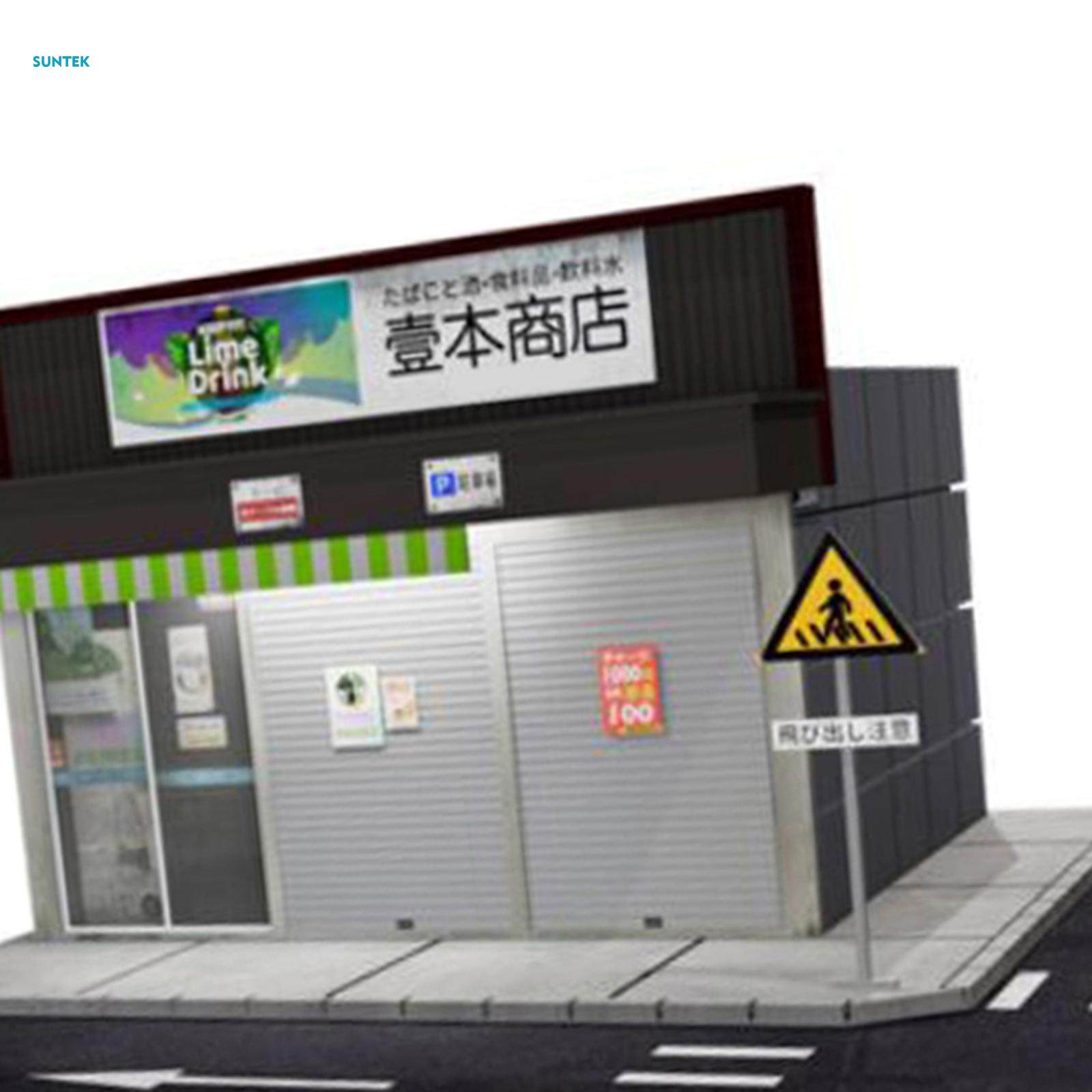 1/64 Scene Street Backdrop Background Collection Scenery Decoration Street Corner Shops for Scale Figures Dolls Character Layout Diorama. 