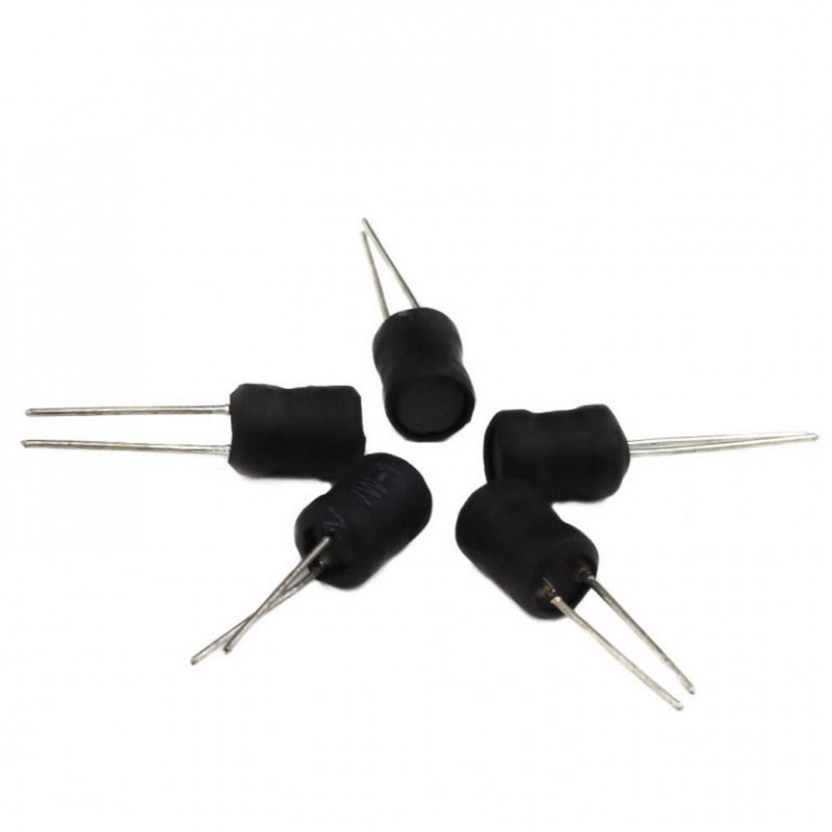5Pcs- RADIAL Type 50uH Inductors 50uH Magnetic Core Drum Core Choke Power Inductor Through Hole 2 Pin Leads Terminals Connections Leg