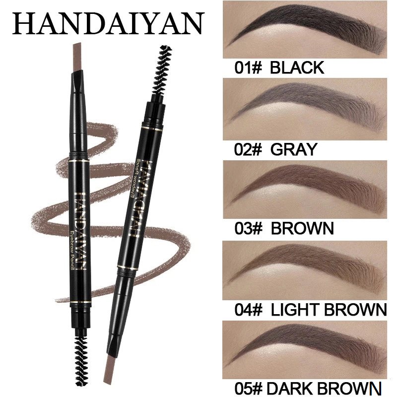 HANDAIYAN  Waterproof Eyebrow Pencil Dark Brown, Premium Eye Brow Pencil Brn with Spoolie Brush, Longwearing for Perfect Brows