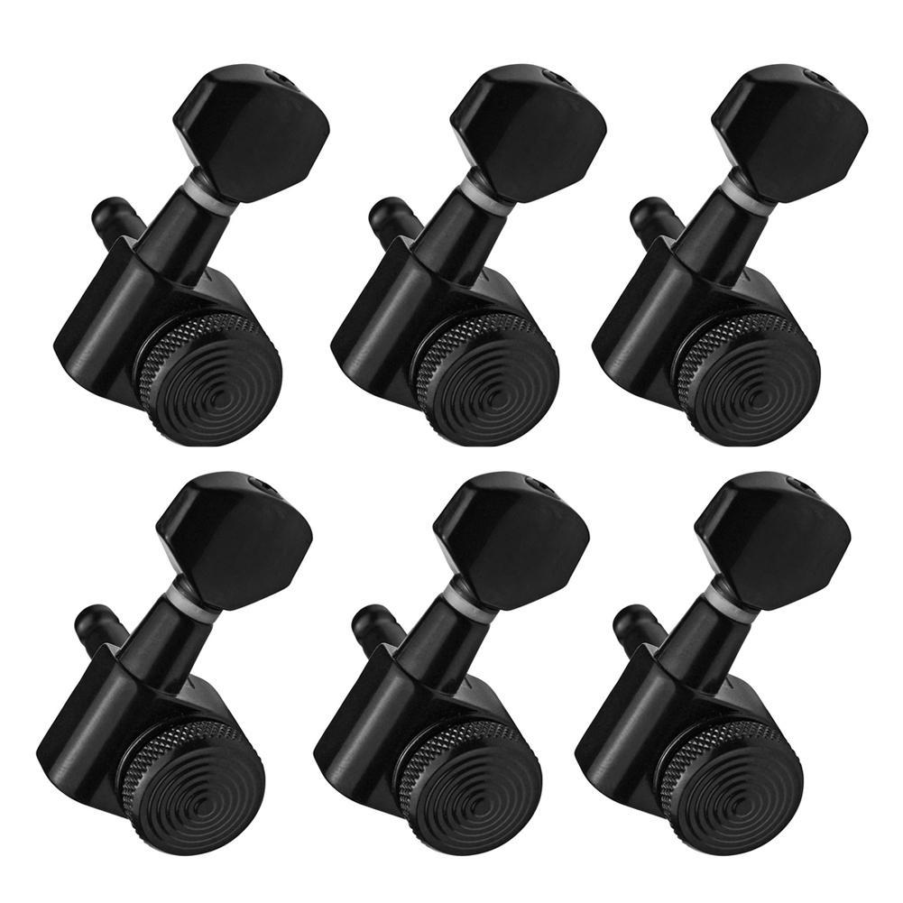 Guitar String Peg Locking Tuners Tuning Pegs Machine Heads Black 6R Inline 6 x Guitar Machine Head G. 