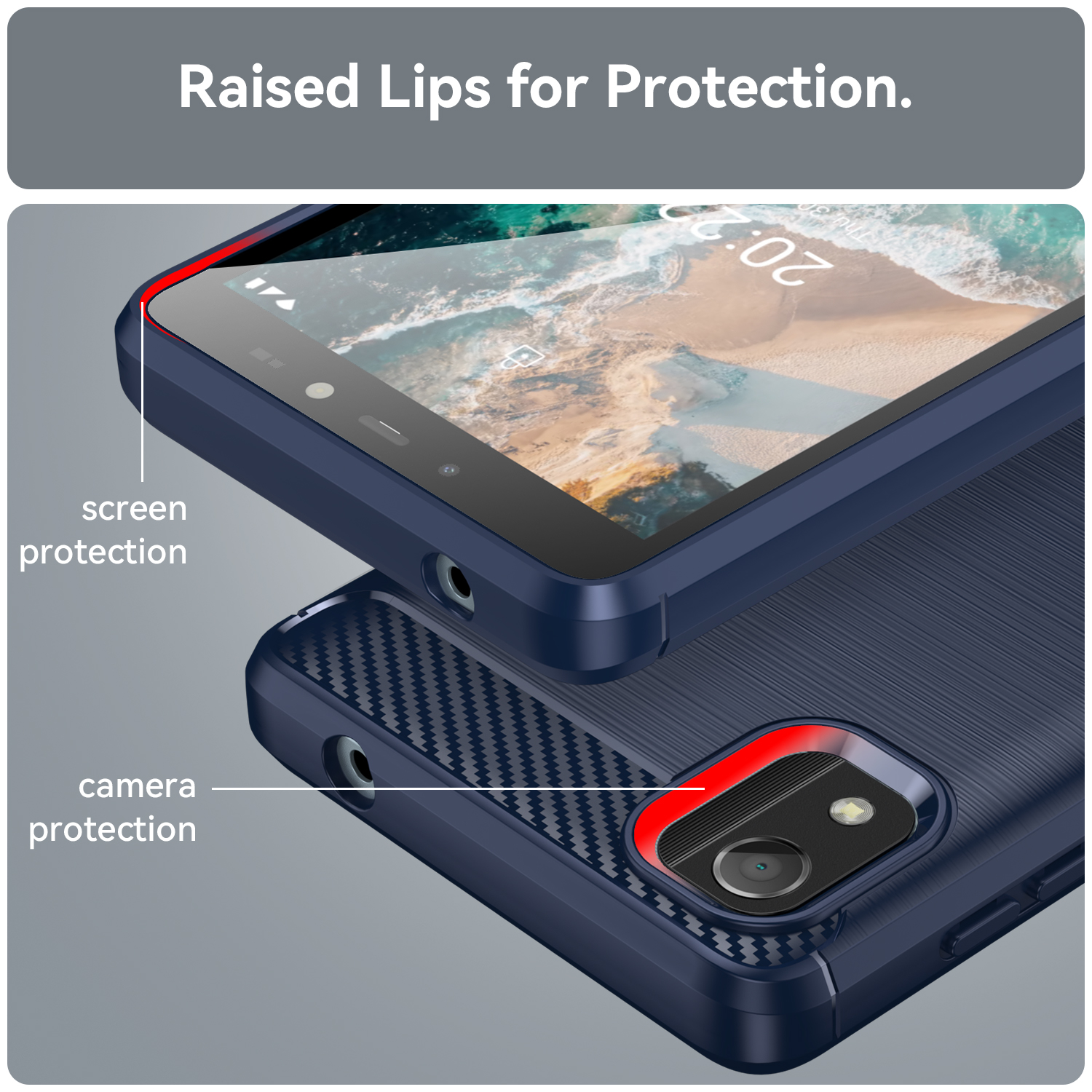 Nokia C2 2nd Edition Carbon Fiber Hi Quality Premium Soft Mobile Back Cover for Nokia C2 2nd Edition. 