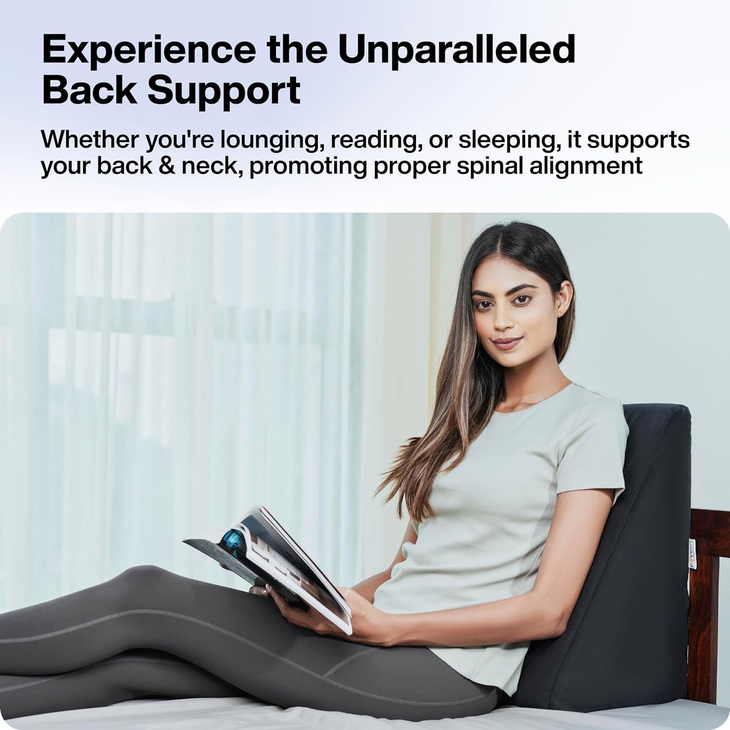 GALAXY Wedge Pillow Memory Foam | 2 Years Warranty | Orthopedic Wedge Cushion for Back Support, Sleeping, Leg Elevator, Pregnancy, GERD, Anti Snoring (Dark Grey, 18 x 17.5 x 11 Inch). 