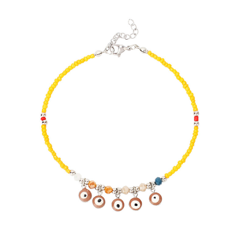 Personality summer beach vacation foot ornament Bohemian national style hand-made beaded devil's eye anklet woman
