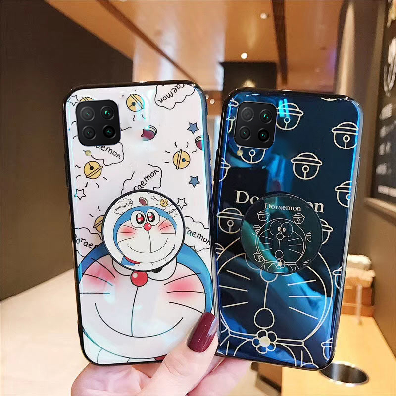 Phone Case Samsung Galaxy F62 Back Cover Cute 3D Cartoon Blue Light Happy Doraemon Soft Couple Cases Stand Holder for Samsung F62 Case. 
