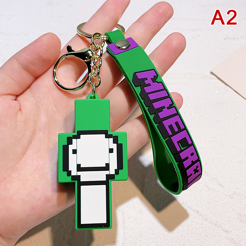 New 3D Game Minecraft PVC Keychain Ainme Steve Creeper My World Character Pendant Keychain Cute Bag Car Hanging Keyring For Fans Cherry Super Store. 