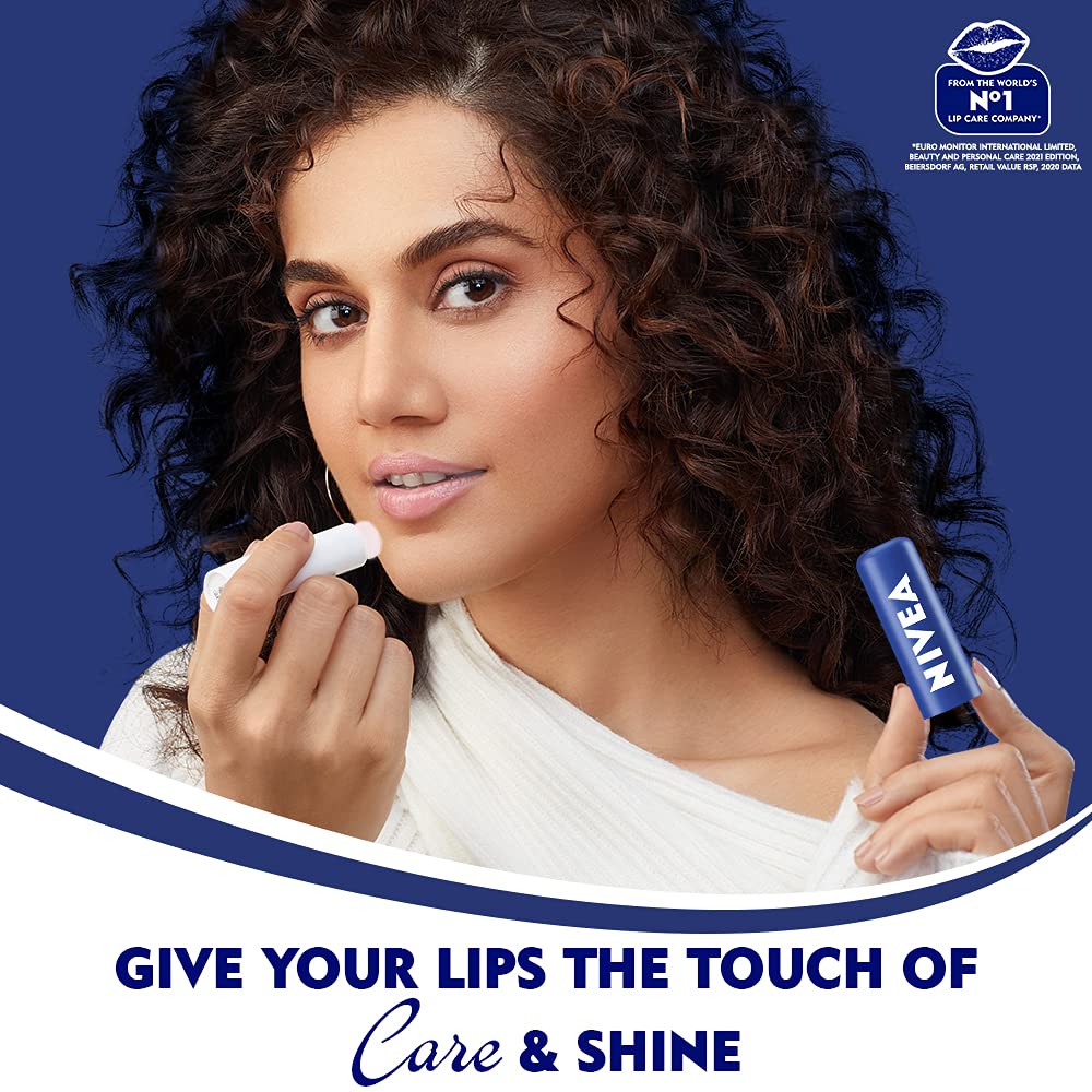 NIVEA Original Lip Balm 24Hour Melt-in Moisture with Shea Butter & Natural Oils. 