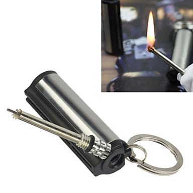 Generic Camping Waterproof Reusable Match Cylinder Stainless Steel Flint Lighter Matchstick. 