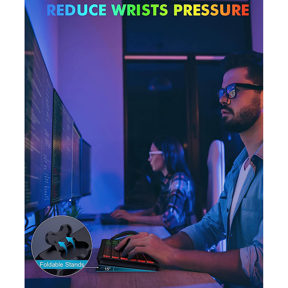 Wireless Keyboard and Mouse Combo RGB Backlit, Rechargeable Light Up Letters, Full-Size, Ergonomic, Sleep Mode, 2.4GHz. 