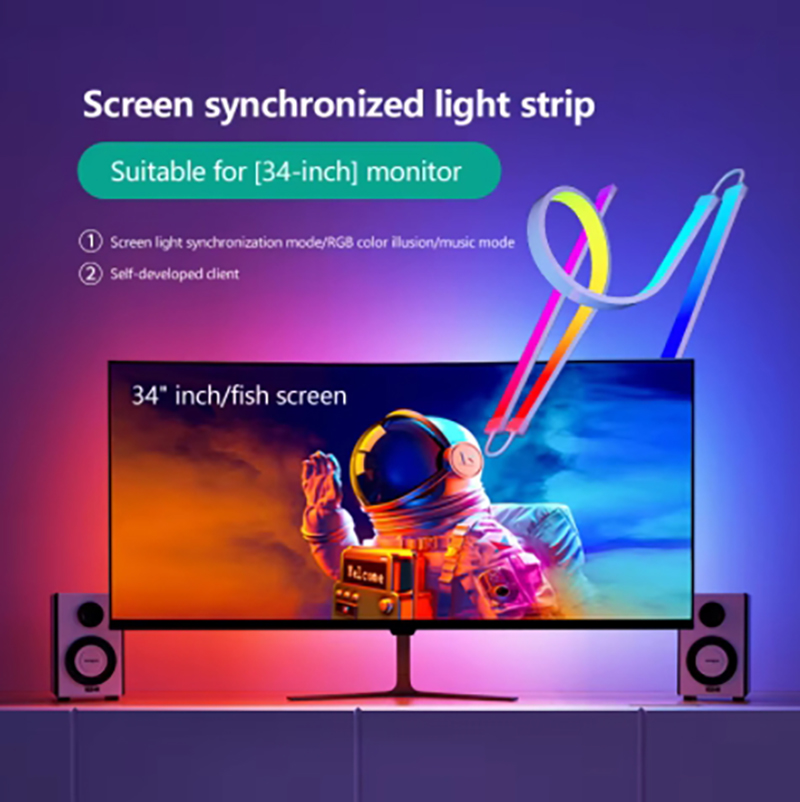 Skydimo Color Music Game Sync 24 Screen Gaming Amosphere Ambient Smart TV Monitor LED Strip Backlight Light for Computer Screen. 