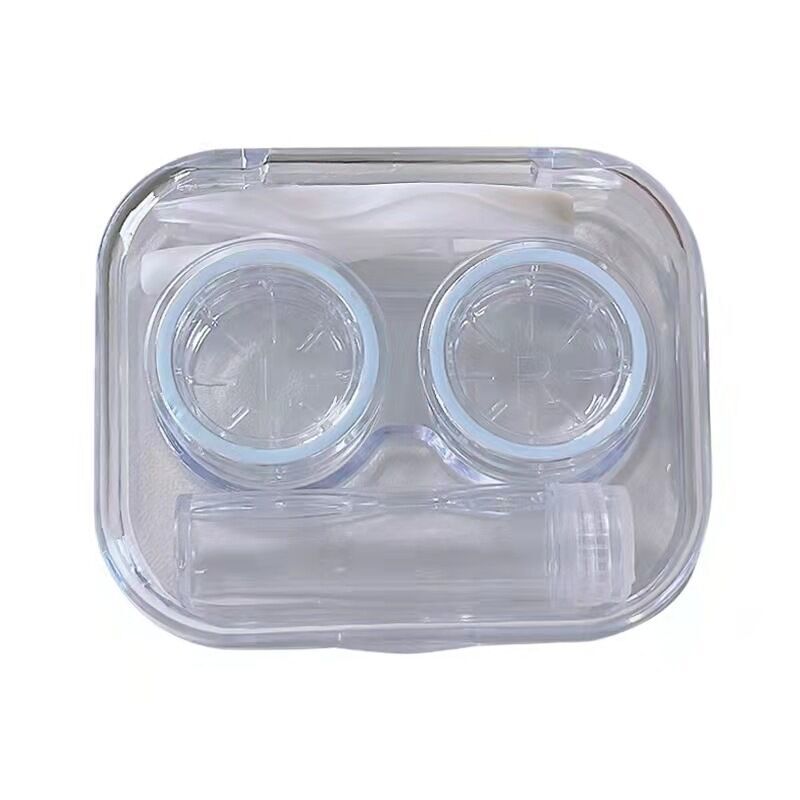 Sandalwood Purple Eye with No Twist Cap, High Grade Transparent Visible Cool Wind, Simple and Portable Contact Lens Box. 