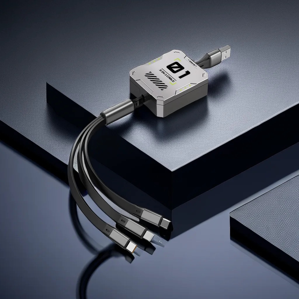 Fast Charging 3 In 1 100W Retractable Micro Usb Cable Mobile Phone Cable Super Fast Charging Type-c Data Cable. 