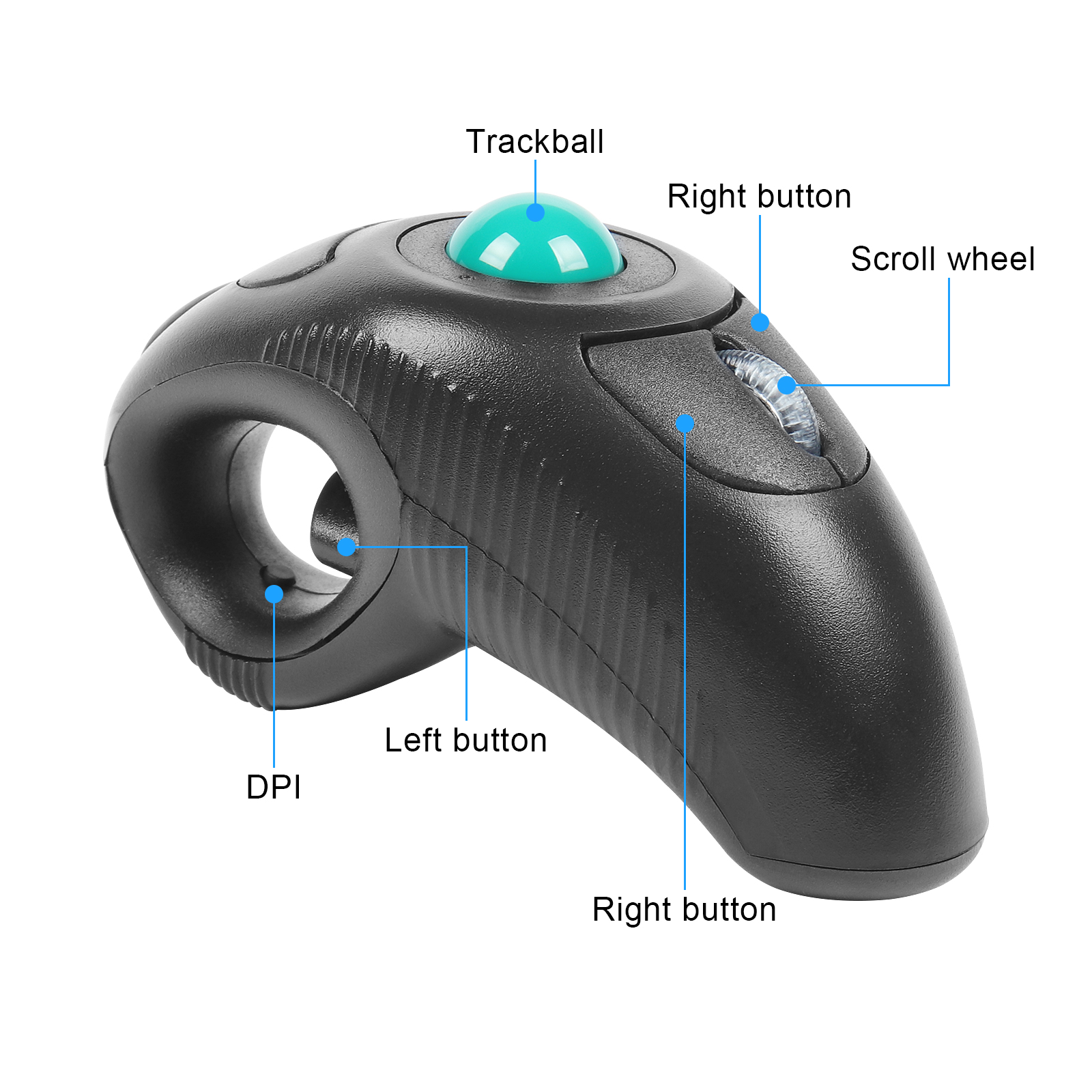 Wireless Trackball Mouse 2.4GHz Wired Thumb-Controlled Digital Mause 10M Handheld Vertical Track Ball Optical Ergonomic Mice. 