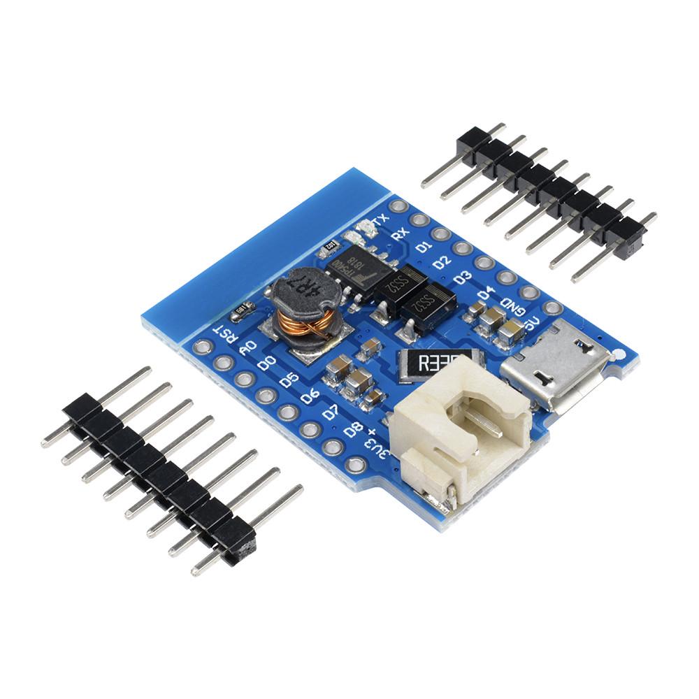 Wemos D1 Mini Battery Shield USB Single Lithium Battery Charger Boost Module with Pins LED Indicator DC 5V. 