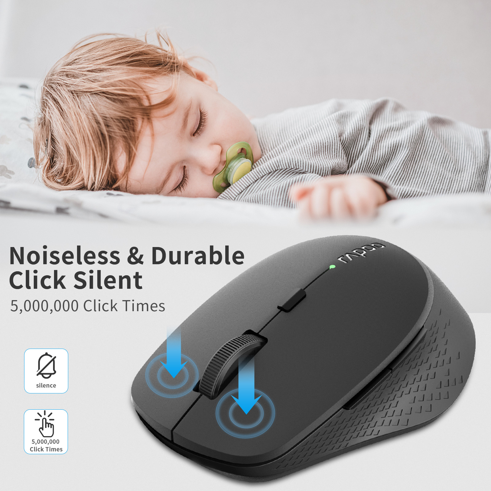 Rapoo M300G Silent Wireless Mouse Multi-mode Bluetooth Mouse Portable Optical Mice with Ergonomic Design Support up to 3 Devices. 