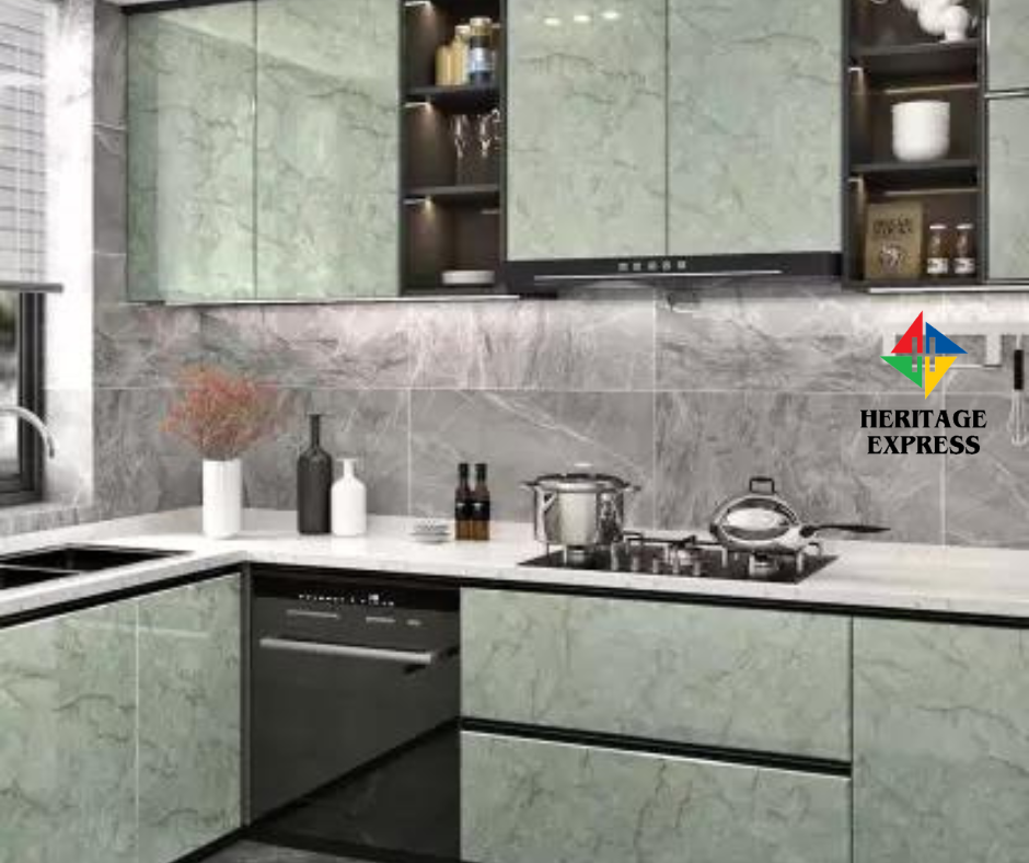 48" x 24" Green Marble Contact Paper for Countertops Waterproof Marble Wallpaper Peel and Stick Countertops Self Adhesve Contact Paper for Cabinets Removable Counter Top Stick Paper Roll ( 8 square Feet ). 