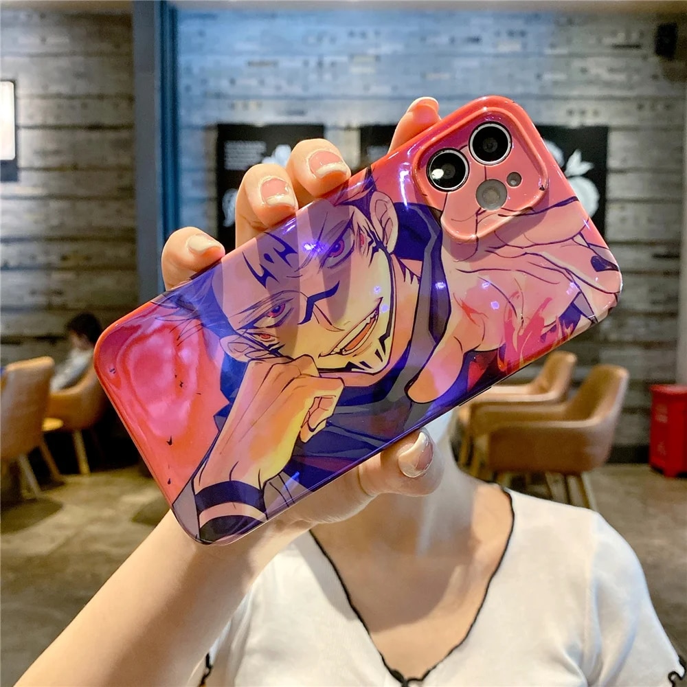 Jujutsu Kaisen Anime Itadori Yuji Ryomen Sukuna Phone Case for iphone 15 14 13 12 Pro Max 11 8 Plus Xs Max XR Blu-ray Soft Cover. 