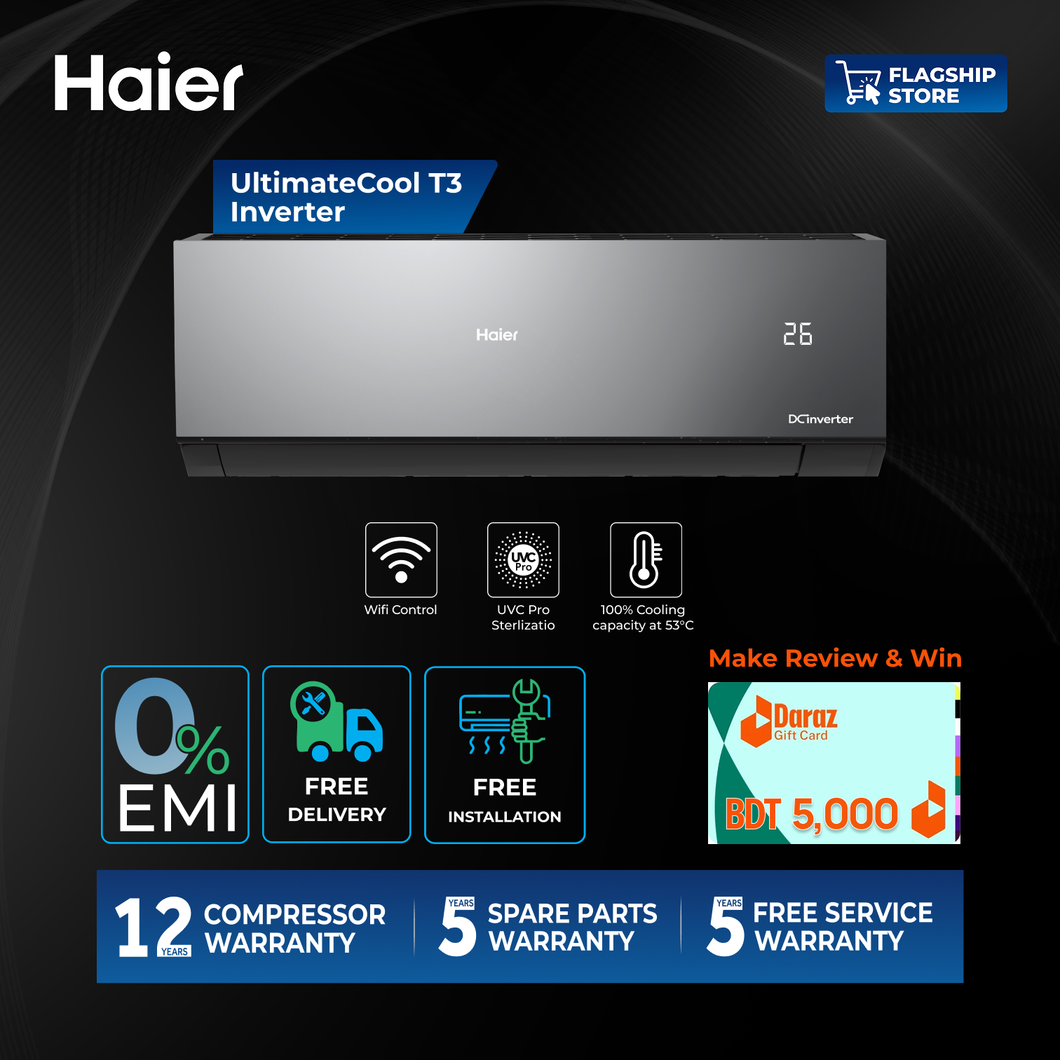 Haier 1.6 Ton UltimateCool Inverter AC (HSU-19UltimateCool:(INV)(Pro))