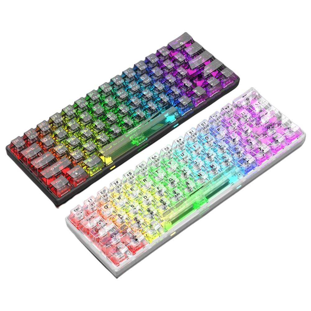 K30Pro 61 Keys Mechanical Keyboard Full Transparent RGB Backlight 2.4G Wireless Bluetooth-compatible USB Wired for Laptop. 
